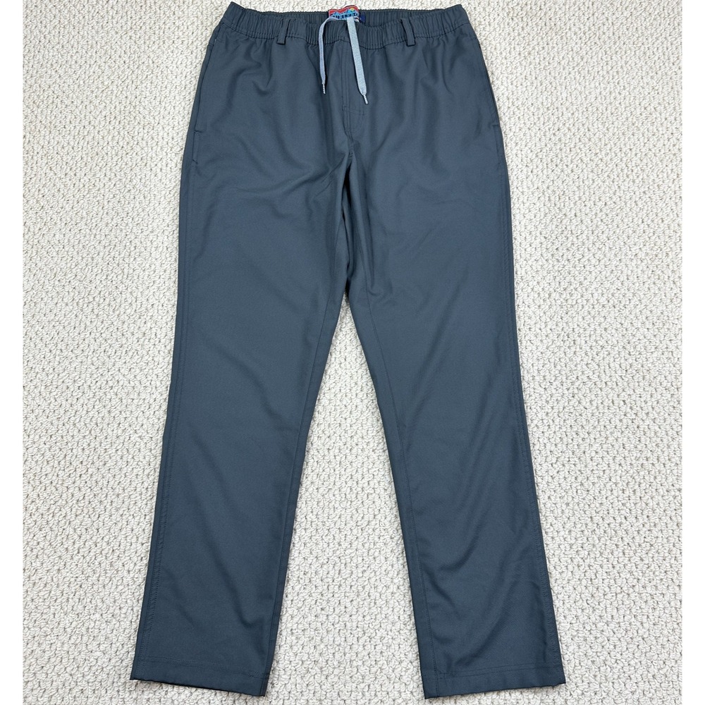 Burlebo Pants Mens L Dark Gray Stretch Chino Flat Front Performance Golf Trouser